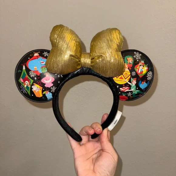 Disney Parks Christmas Holiday Light-Up USB Minnie Golden Bow Ear Headband 🖤 - Picture 2 of 7
